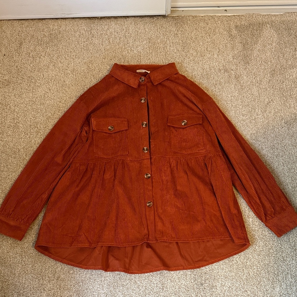 Rust Button Down Corduroy Shirt